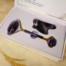 Afbeelding in Gallery-weergave laden, Amethist massageroller en Gua Sha gift box - goud - Insight Stones
