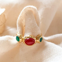 Afbeelding in Gallery-weergave laden, Boho ring verguld 925 zilver groene onyx & carneool - Insight Stones