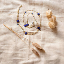 Afbeelding in Gallery-weergave laden, Lange vergulde 925 zilveren ketting met kyaniet, blauwe sillimaniet en larimar - Insight Stones