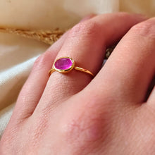 Afbeelding in Gallery-weergave laden, Schattige 925 zilveren vergulde ring met roze jade - Insight Stones