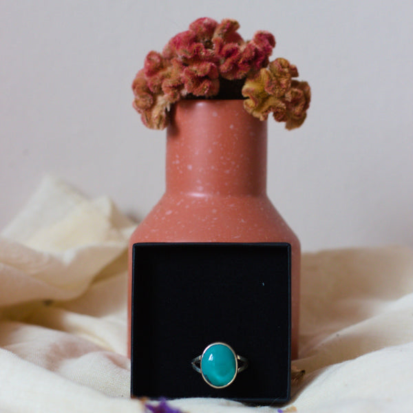 Zilveren Herenring S925 met Echte Turkoois uit Iran – Herenring (EU: ca. 64) - Insight Stones