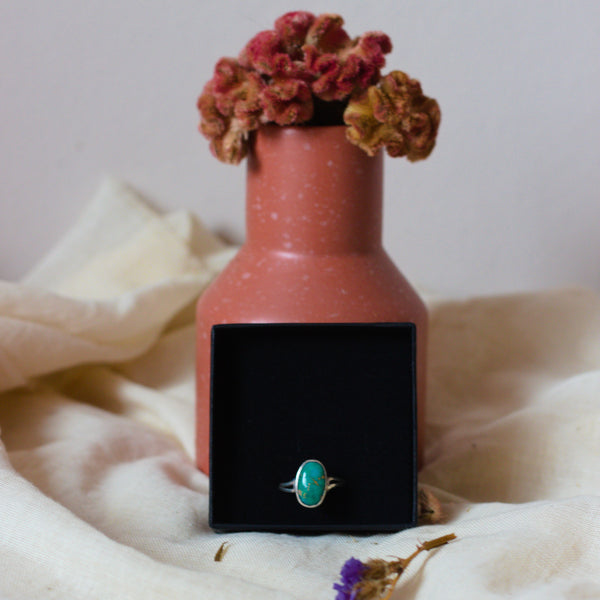 zilveren damesring turkoois iran s925 ovaal